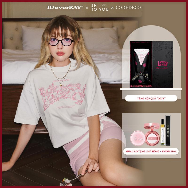 HỘP COZY Áo thun IDeverRAY unisex nam nữ cao cấp thời trang chính hãng - Hộp quà tặng kèm túi xách Eyes On You - Yêu thầm form oversize chất liệu vải cotton 260gsm