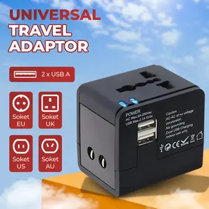 Taffware Travel Adaptor Universal EU UK US/AU with 2 Port USB A 2.1A - JY-148