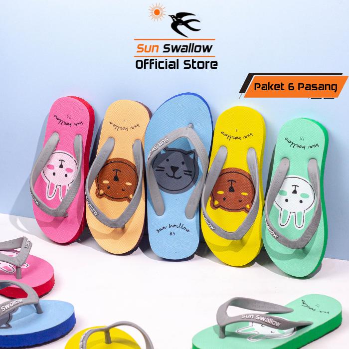 Gambar Sun Swallow Paket 6 Pasang Sandal Jepit Karet Anak Animal Junior Series dari Sun Swallow Sandals Kota Administrasi Jakarta Utara Tokopedia