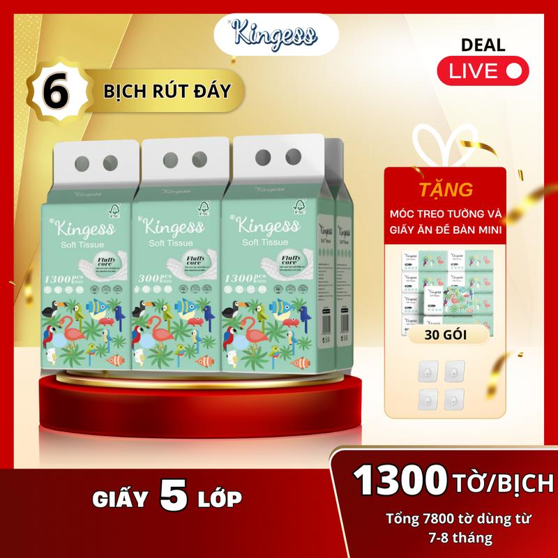 [ DEAL LIVE ] ( ComBo Siêu Sale ) Mua 6 Bịch Giấy Rút Tặng 30 gói giấy ăn Kèm 4 móc treo tường An Toàn Thân Thiện Họa Tiết Nổi Bật Giấy Vệ Sinh Giấy Rút Đáy
