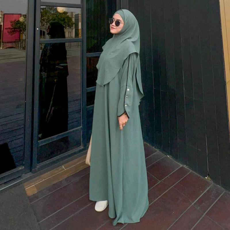 ABAYA UMAMI SET HIJAB ABAYA CRINKLE AIRFLOW ABAYA JUMBO ( FREE HIJAB DAN CIPUT) 3