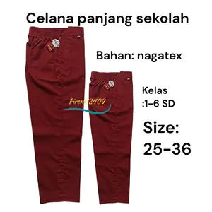 Celana panjang merah seragam  sekolah SD usia 6-13 tahun celana panjang seragam sekolah sd size 25-36 Anak Fashion