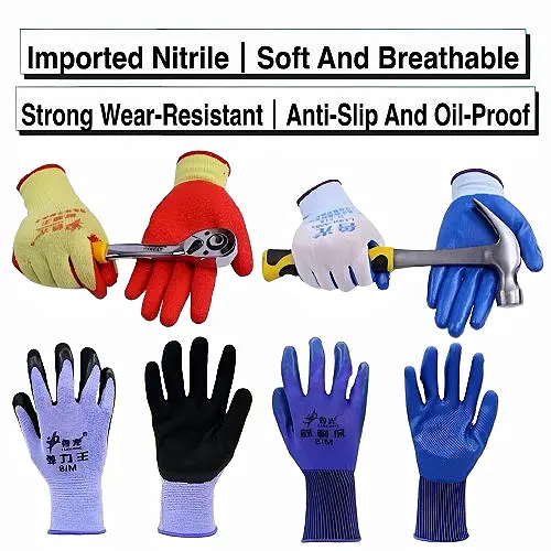 Nitrile Dipped Wear-Resistant Working Protective Rubber Gloves/Non-Slip Glove/Sarung Tangan Kerja Tahan Gloves Equipment Home
