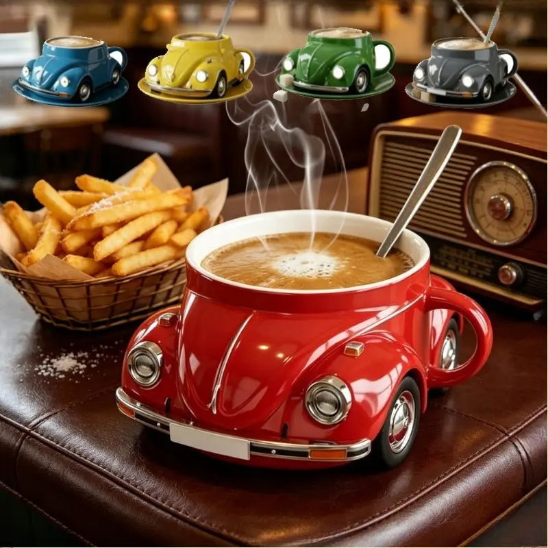 Vixplorn Cangkir Kopi Berbentuk Kumbang / Mug Stainless Steel Food Grade Gelas / Mug Bentuk Mobil Vintage Cangkir Kopi Teh Susu Awet Tahan Lama / Hadiah Untuk Pecinta Kopi