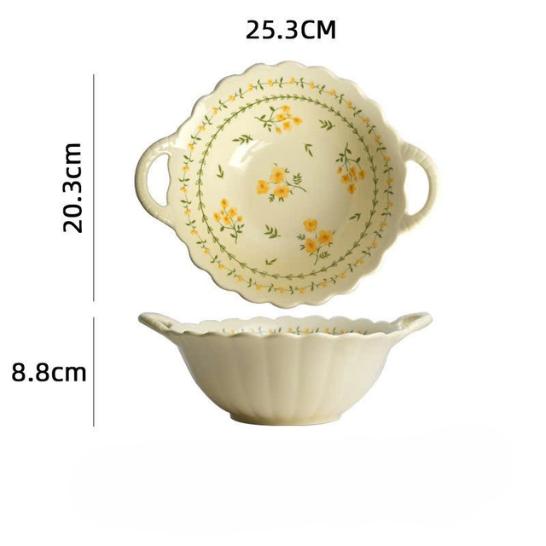 Bán lẻ Bộ Bát Đĩa Hoa Mai Vàng Men Bóng Loáng Sáng Mịn Hàng Cao Cấp