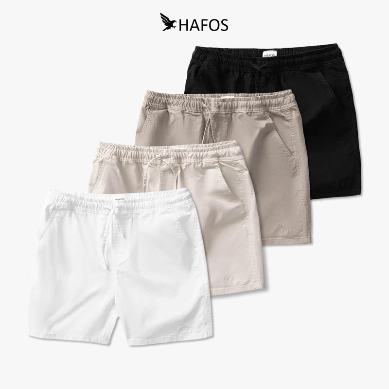 Quần SOFT SHORT nam HAFOS chất Kaki Cotton lưng thun co giãn ,có dây rút nhiều túi tiện dụng quần ngắn trên gối - Form Regular Menswear