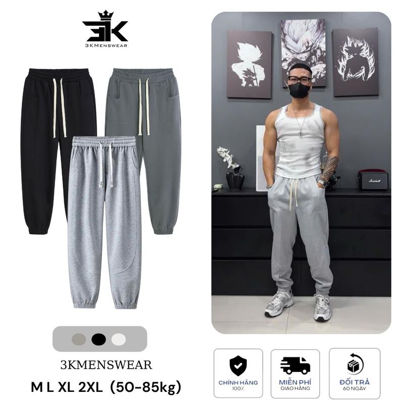  Quần dài nam ,quần nỉ Jogger ống rộng Nam Nữ chất liệu nỉ cotton Sport Gym Tập Gym Đồng quần _ 