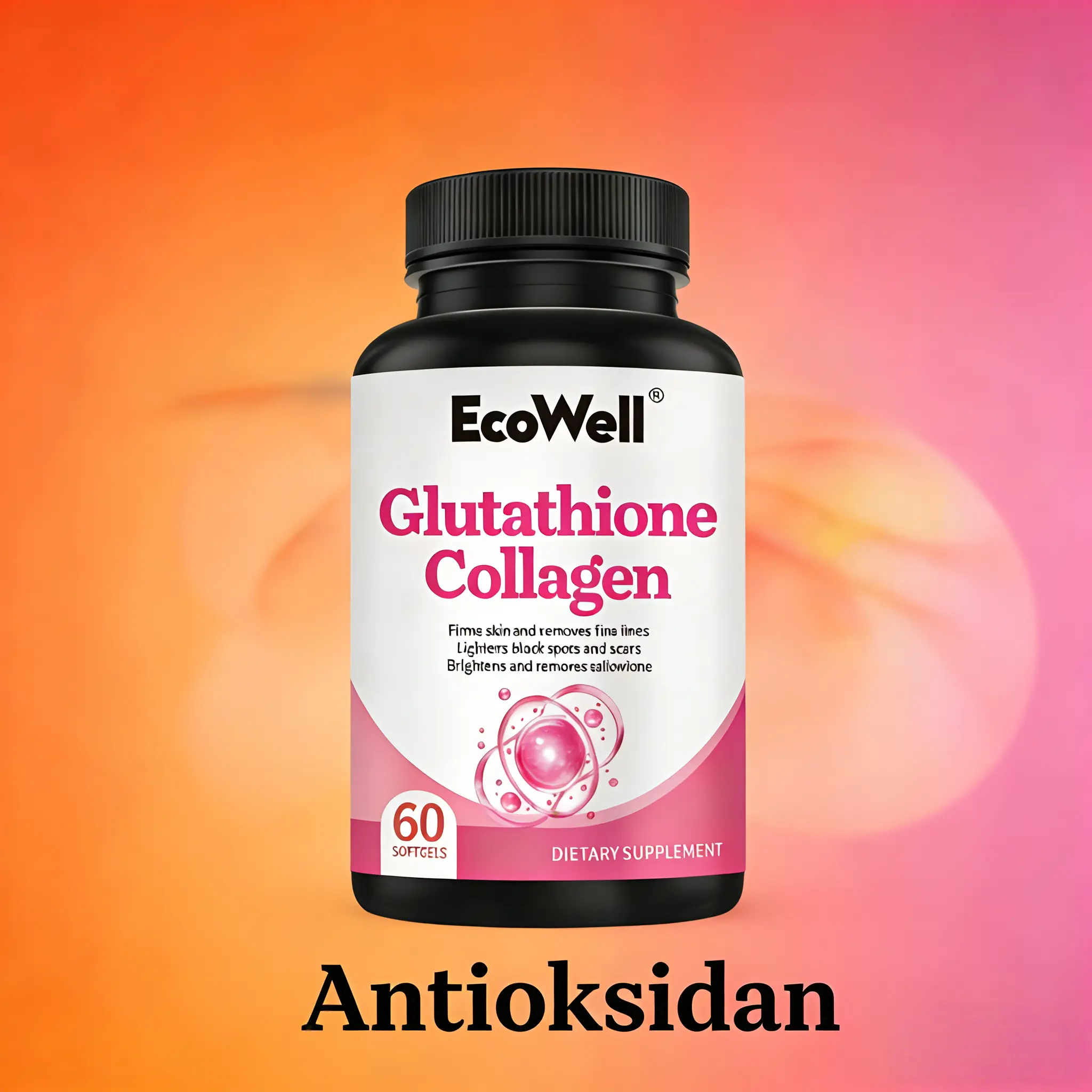 EcoWell Glutathione + Kolagen Antioksidan Menghambat Produksi Melanin Memudarkan Flek Memperbaiki Anti Penuaan Mengurangi Risiko Rambut Rontok Dan Mendorong Perbaikan Jaringan