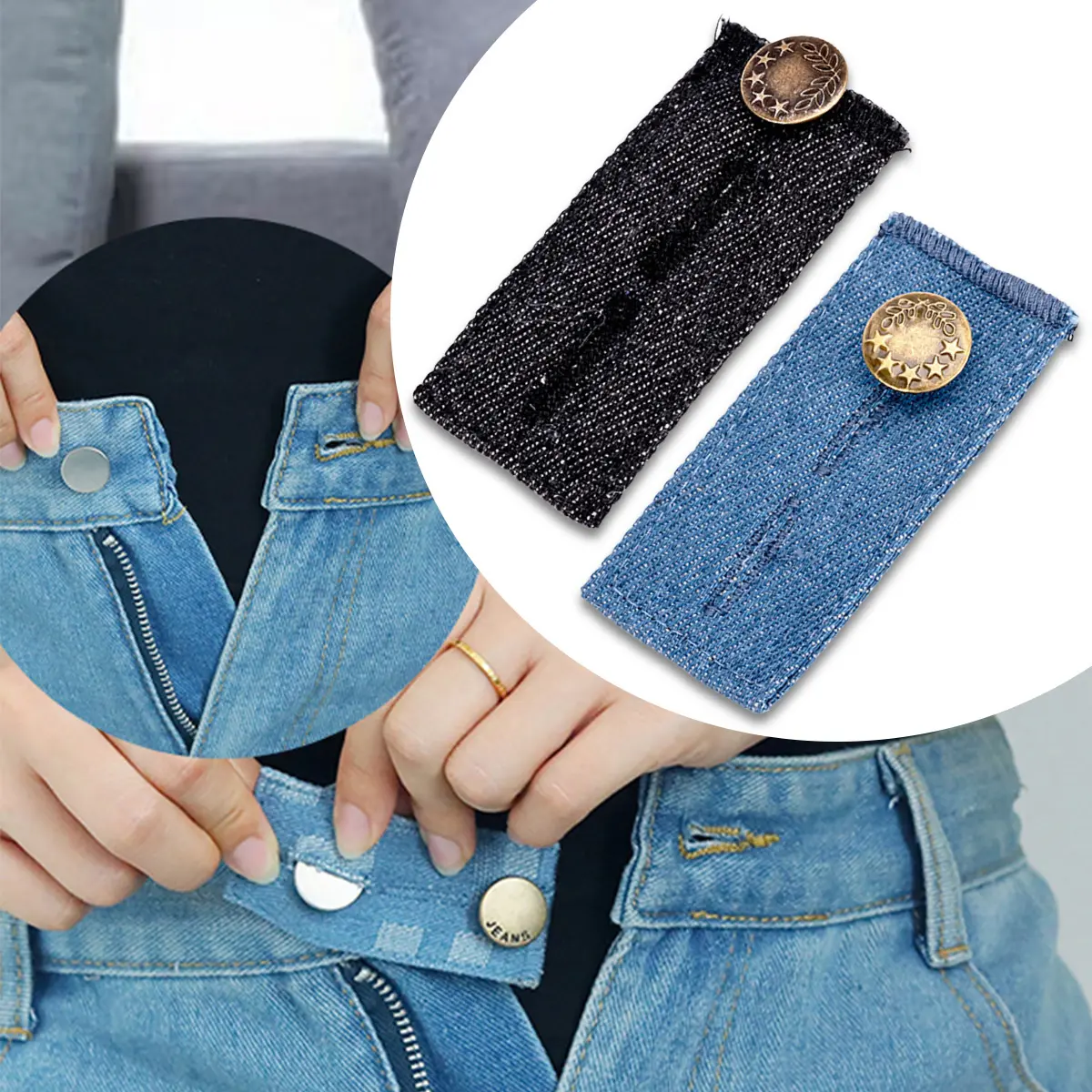 Kancing Celana Jeans / kancing denim disesuaikan diregangkan / kancing jeans lepas pasang untuk mengencangkan celana longgar