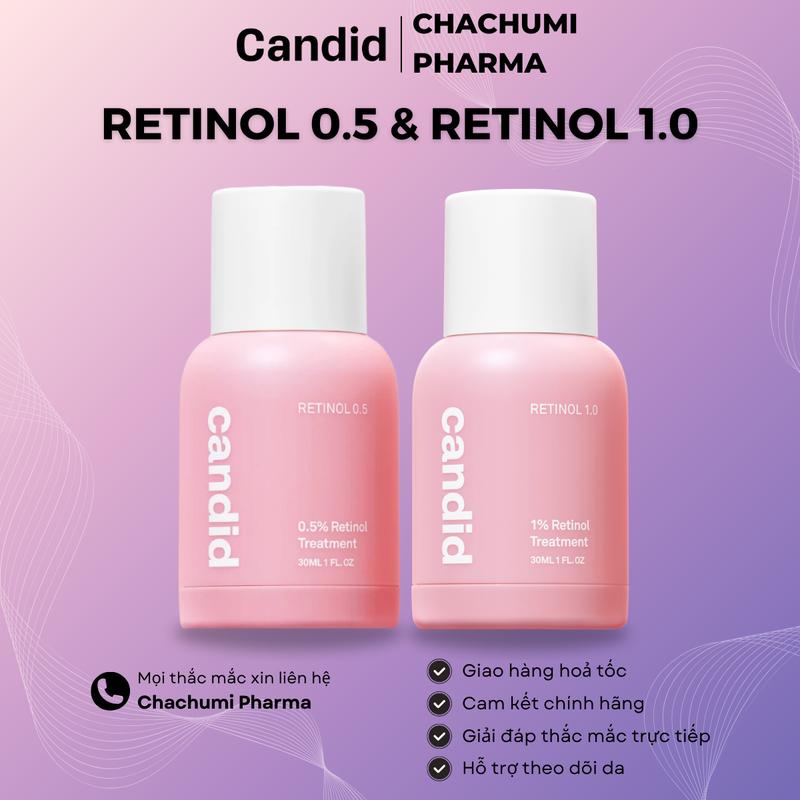 Tinh Chất Retinol 0.5% 1% Hỗ Trợ Cải Thiện Nền Da CANDID Retinol Treatment 30ml Serum Chăm Sóc Da