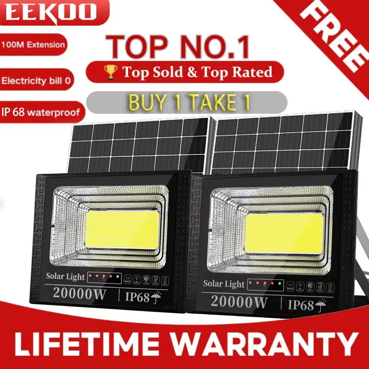 【HOT SELL 1W+ ,BUY 1 TAKE 1】EEKOO 20000W watts buy 1 take 1 solar light  IP68 solar light outdoor waterproof solar garden lamp outdoor lighting 10000 watts street light solar flood