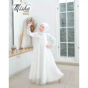 Misha Gamis Anak Brukat Terbaru Model 2025 Dress Pesta Perempuan Lucu Baju Bunga Musli Renda Crinkle Pita Variasi Gaun Airflow Tanggung Muslim Mewah Panjang Remaja