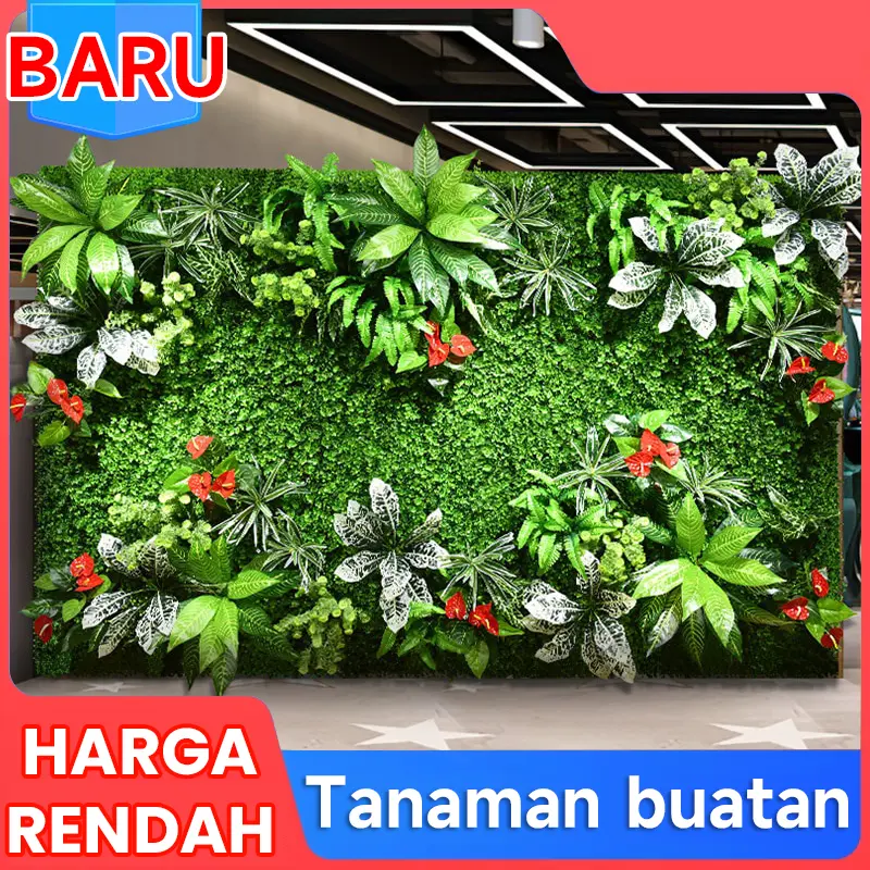 (beli 1 gratis 1)Rumput Dinding Sintetis Daun Hias Sintesis Dekorasi Dinding Artificial Rumput Plastik Ukuran 40x60cm - Anggur grass rumput  taman  rumah 0