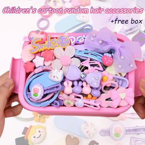 67pcs(20 sets)+Free Box Kid's Cartoon Hairpins Hair Ties Christmas Gifts Cute Fun Durable Flower Heart Bow Pink Star Bangs Bobby Pin Barrette Gifts with Storage Box School Children's Gift Bag Birthday Party