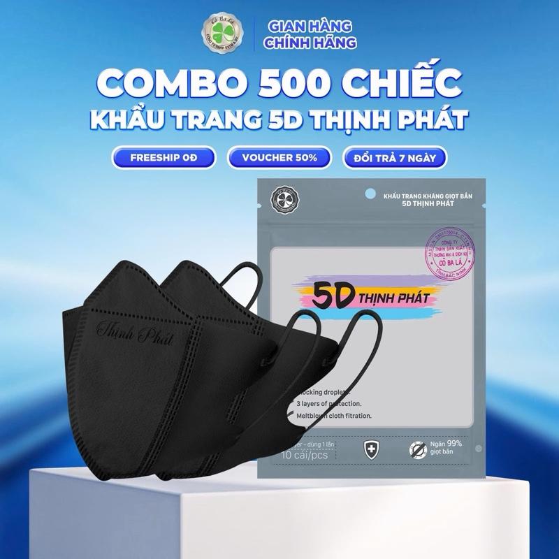 COMBO 500 CHIẾC KHẨU TRANG 5D THỊNH PHÁT 3 Lớp - Chất Liệu Vải Không Dệt - An Toàn Cho Sức Khỏe - Miễn Phí Vận Chuyển