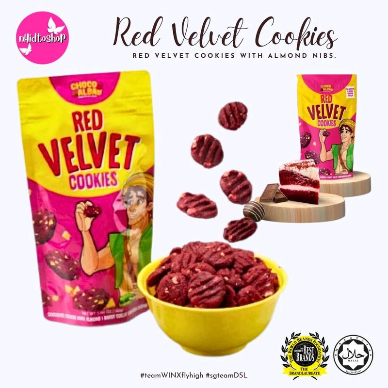 Choco Albab Trio Cookies | Flavoured Snack | Red Velvet, Dark Chocolate & Famous Mocha | Butter Cookies With Almond Nibs | SG Ready Stock | Great for dips | Crushed Ice Blended Toppings | Kuih Raya cookie 2