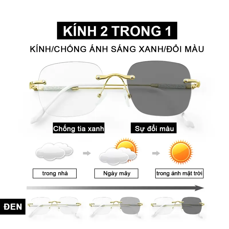 Kính Mắt Đổi Màu, Kính Mắt Chống Bức Xạ, MX STUDIO MX-BARBIE, Dành Cho Nữ, Kính Chống Ánh Sáng Mặt Trời, Hình Chữ Nhật Bằng Hợp Kim, Không Vành, Đổi Màu, Chống Tia Cực Tím, Thích Hợp Để Đổi Màu, Chống Nắng, Kính Chống Bức Xạ 4