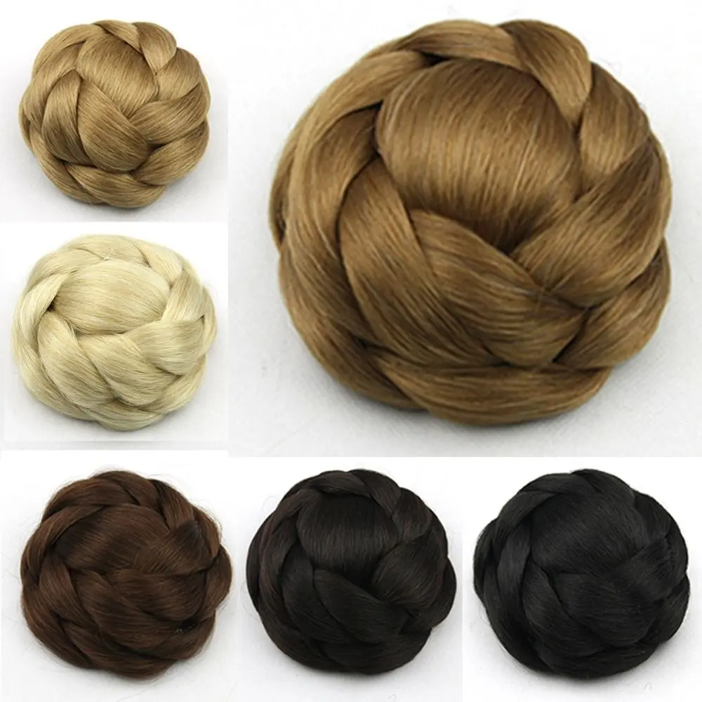 เครื่องประดับผมใยสังเคราะห์ทนความร้อน ต่อผมธรรมชาติ วิกผมเจ้าสาว Hanfu Chignon โดนัท ลูกกลิ้ง ผมตรง Chignon ซาลาเปาผมปลอมถัก Chignon สีดำ อินเทรนด์และเรียบง่าย