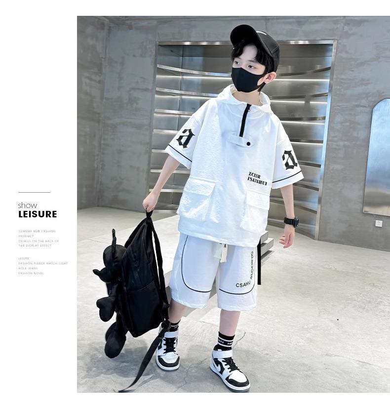 Product Introduction of Set Đồ Trẻ Em Cá Tính 2025 - Áo Hoodie Tay Ngắn + Quần Short Form Rộng | Size 120-180 32