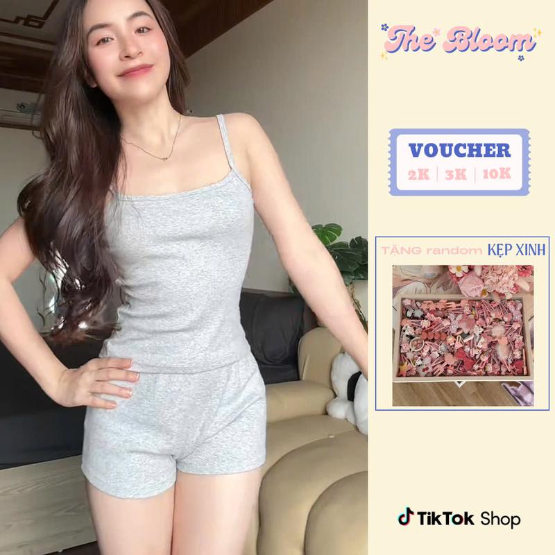 THE BLOOM [CÓ COMBO] Set Bộ Ngủ Nữ Áo 2 Dây và Quần Mini Chất Thun Gân Co Giãn 4 Chiều, Bộ Ngủ 2 Dây Ôm Body Quyến Rũ Lưng Thấp Hot Trend - SE037