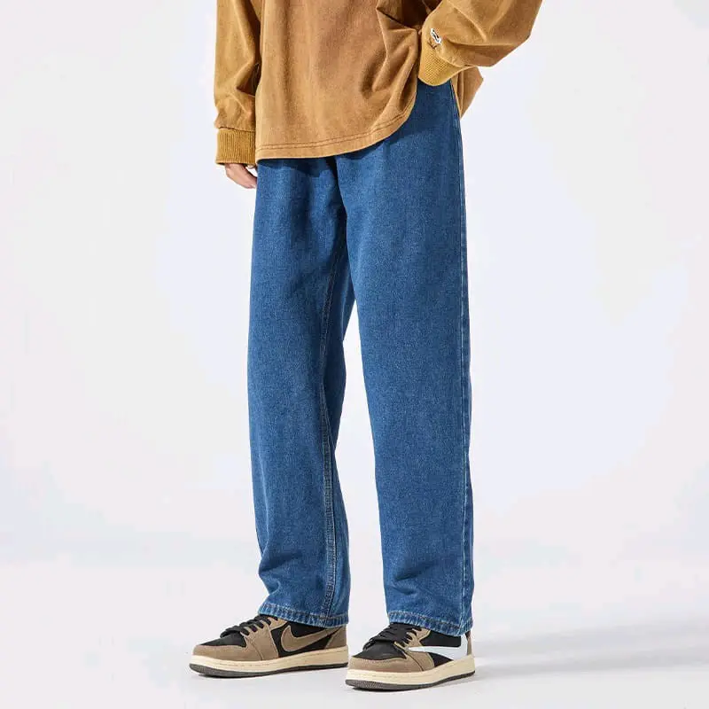 Celana Jeans Kulot Loose Pria Snow Black - Korean Style Original Denim Panjang Baggy Santai Fit Hitam Nyaman