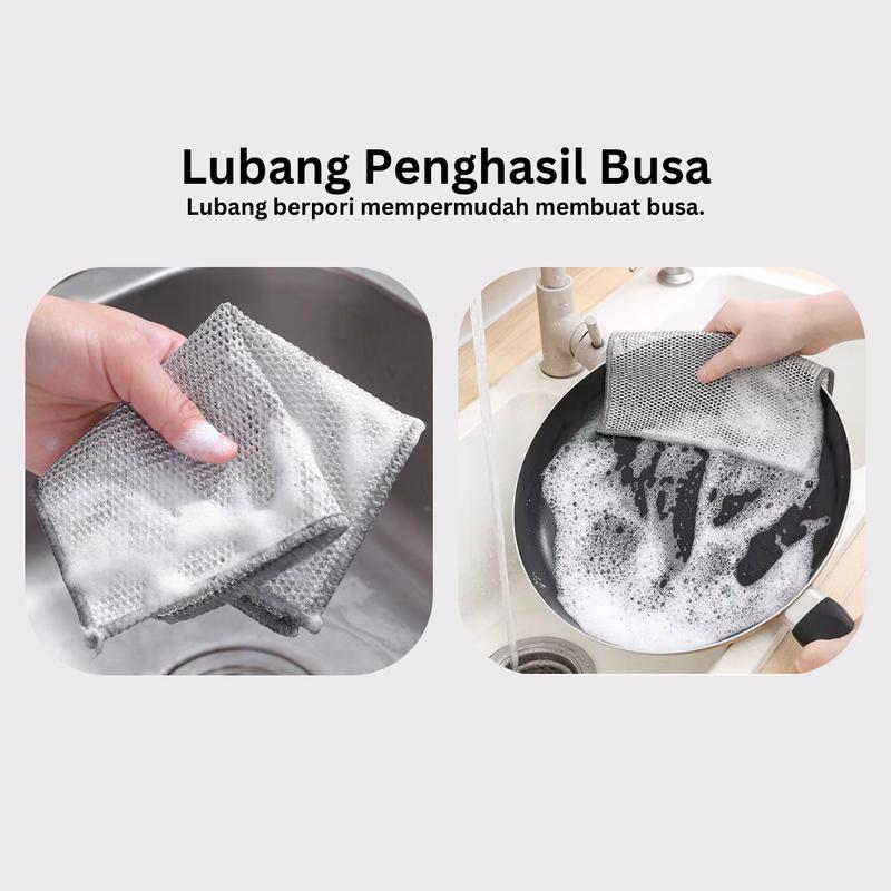 (Isi 10pcs) Kain Lap Dapur Kawat Perak Metalik Bentuk Persegi Halus Sebaguna / Pembersih Panci Piring Kain Cuci Piring Kawat / Lap Cleaning/kain lap microfiber 5