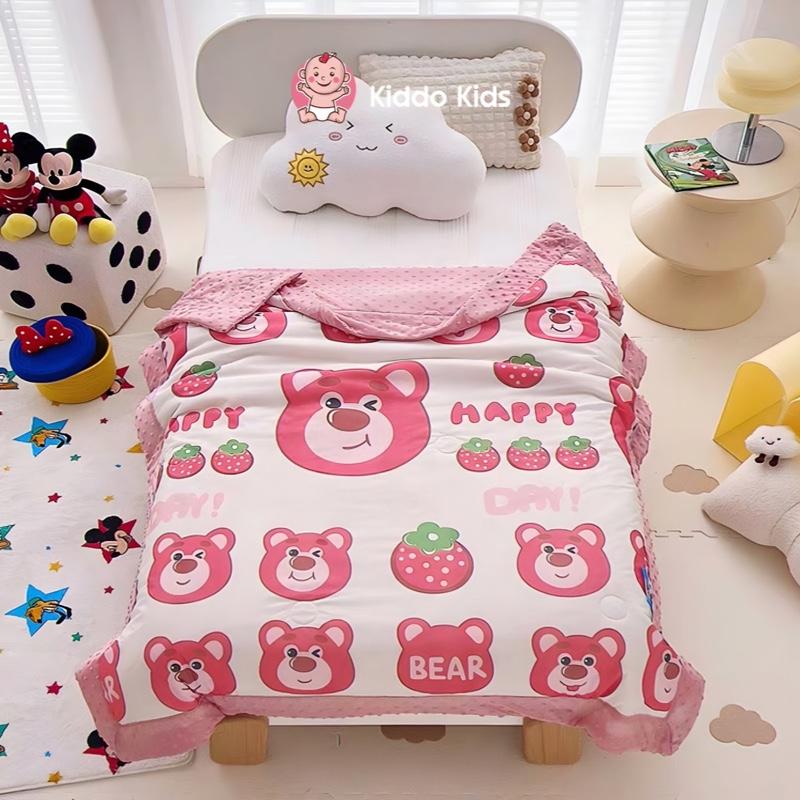 Chăn lụa hạt đậu Disney mềm mát cho bé - ấm áp mùa đông, thoáng mát mùa hè, bông dệt kim cho bé, kt: 100*150cm