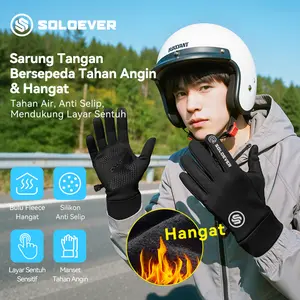 SOLOEVER Sarung Tangan Bulu Tebal Anti-Slip Titik Silikon Anti-Selip Tahan Aus Nyaman & Elastis Cocok untuk Berkendara  Aktivitas Sehari-hari