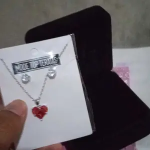 Mode Top Teratas - Set Kalung Dan Anting Titanium Silver Ruby Amor Set