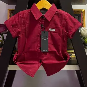 Kemeja Anak Laki Laki Lengan Pendek Warna Maroon Polos Merk Libas Original