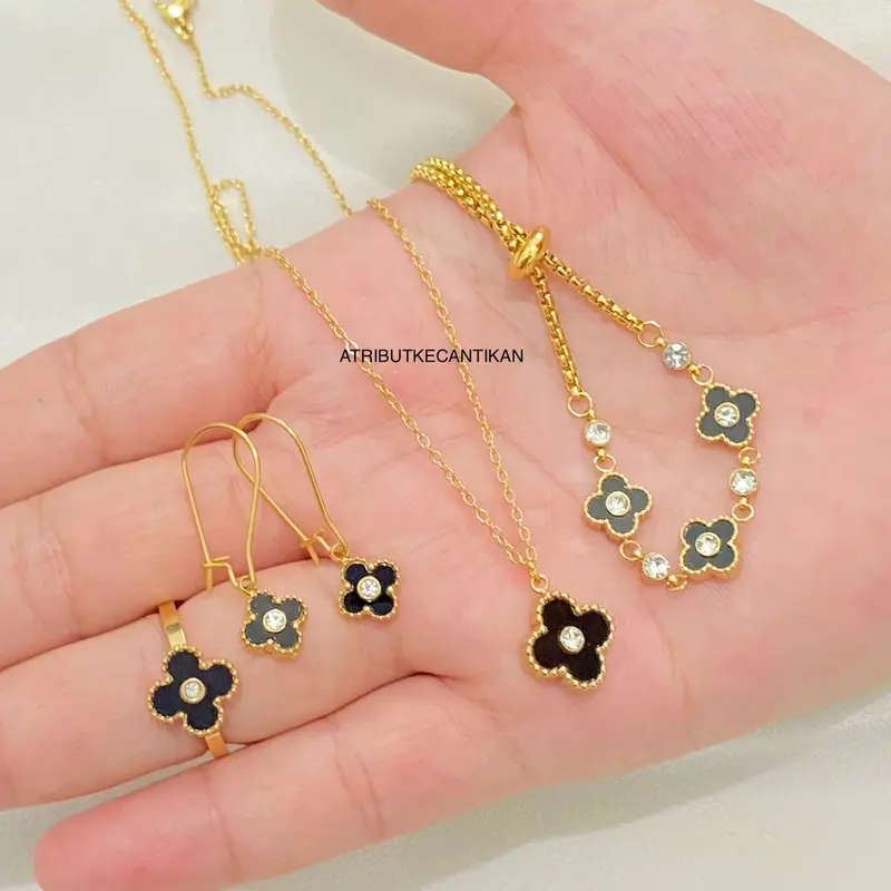 SET PERHIASAN TITANIUM LENGKAP ANTI KARAT ANTI LUNTUR 0