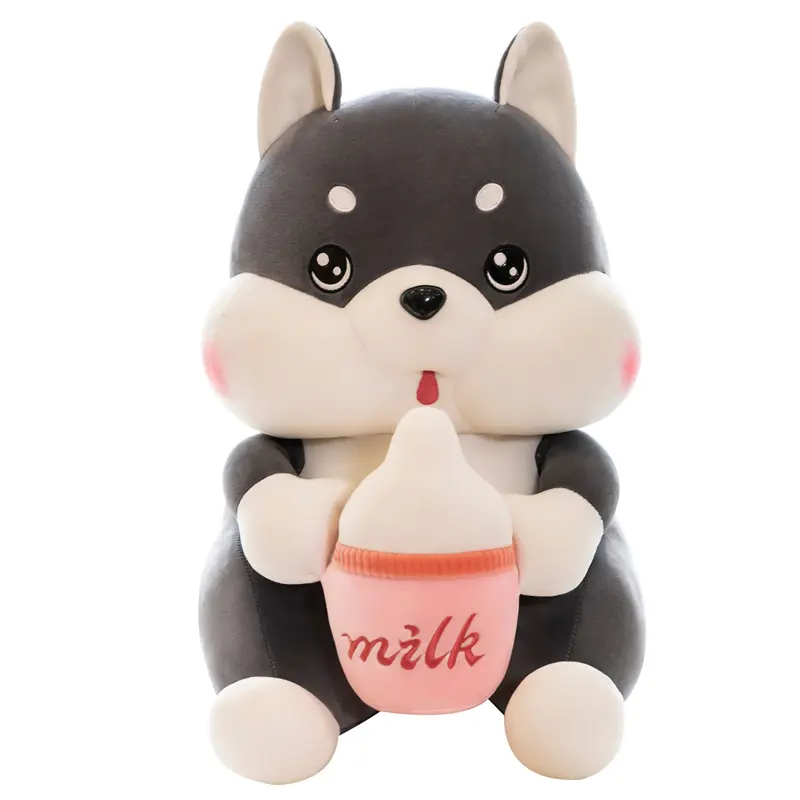 Boneka Husky Pegang Susu Milk Bahan Plush 0