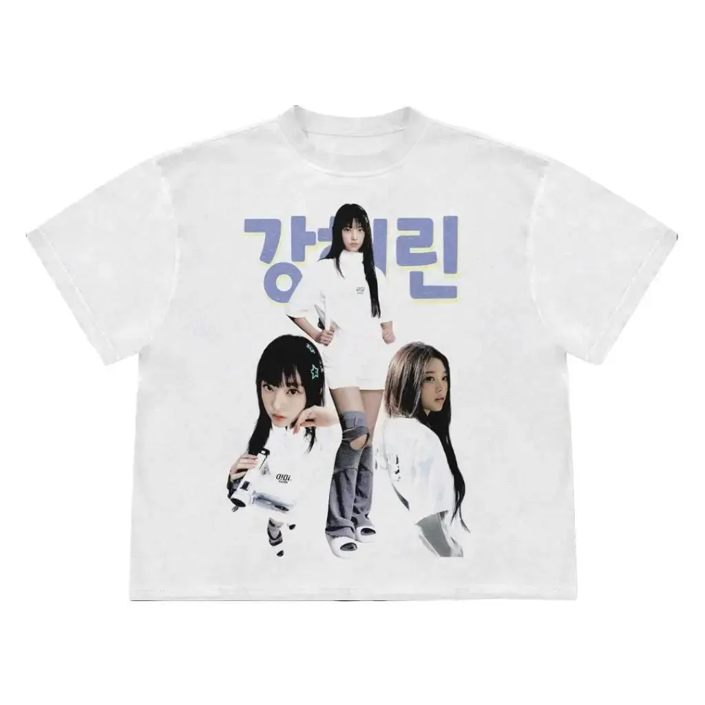 Kaos NEWJEANS HAERIN Tshirt Kpop Oversize Y2k Tee Cod Wanita Baju Putih Combed