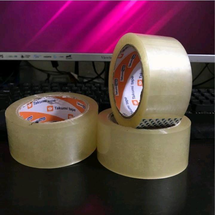PAKET HEMAT 2 PCS Lakban Tape Putih Bening Besar Lebar 45mm x 100 yard Tebal Kuat Lengket dan Tidak Mudah Putus 5