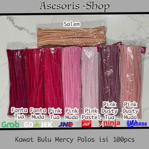 (BACA DESKRIPSI ) Kawat Bulu Souvenir Pipe Cleaner | Kawat Bulu Mercy Polos | Kawat Bulu Mercy Pastel | Kawat Bulu Mercy isi 100pcs