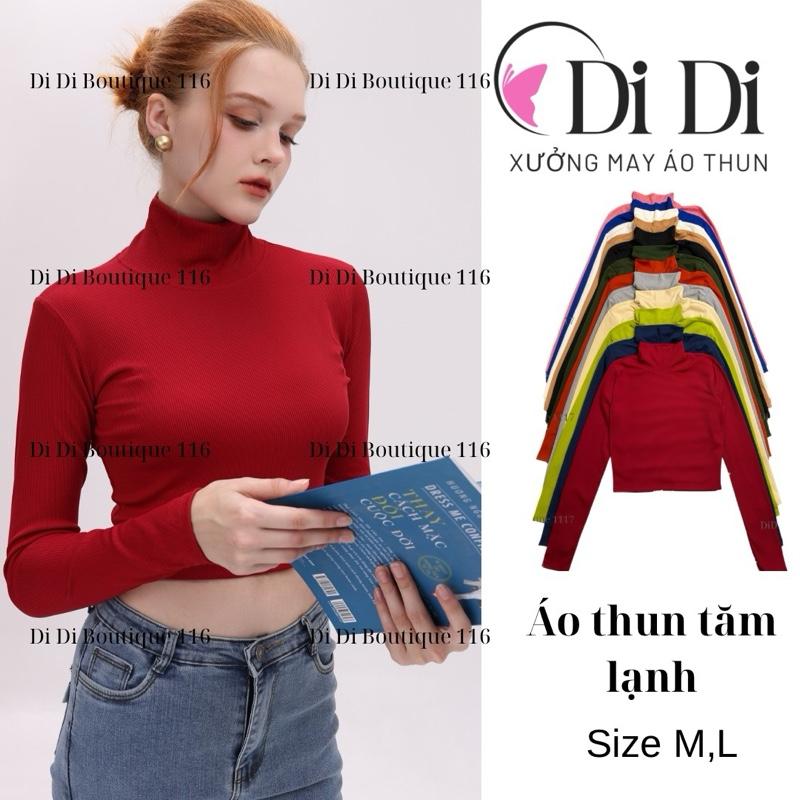 Combo 3 áo thun croptop cổ lọ nữ tay dài ủ kem ôm body . Chất thun tăm lạnh mịn mát không xù lông không nhão vải .Didi boutique 116