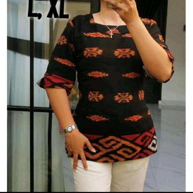 BLUS TENUN ETNIK MOTIF PREMIUM SALUR Atasan Baju Wanita 7