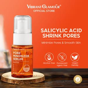 FDA Pore Reduction Facial Serum 30ml.Repair large pores.Remove blackheads.Shrink pores.Repair pores.Salicylic acid.Skin firming.Hyaluronic acid.Deep moisturizing.VIBRANT GLAMOUR Skin care serum. Smooth Acne Skin Repair