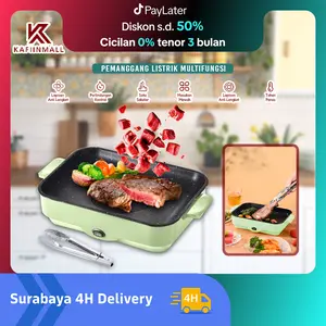 Kafiinmal Panggangan Multifungsi BBQ Elektrik Low Watt 300-600 WATT Panci Listrik Pemanggang Grill Electric Anti lengket Persegi Panjang