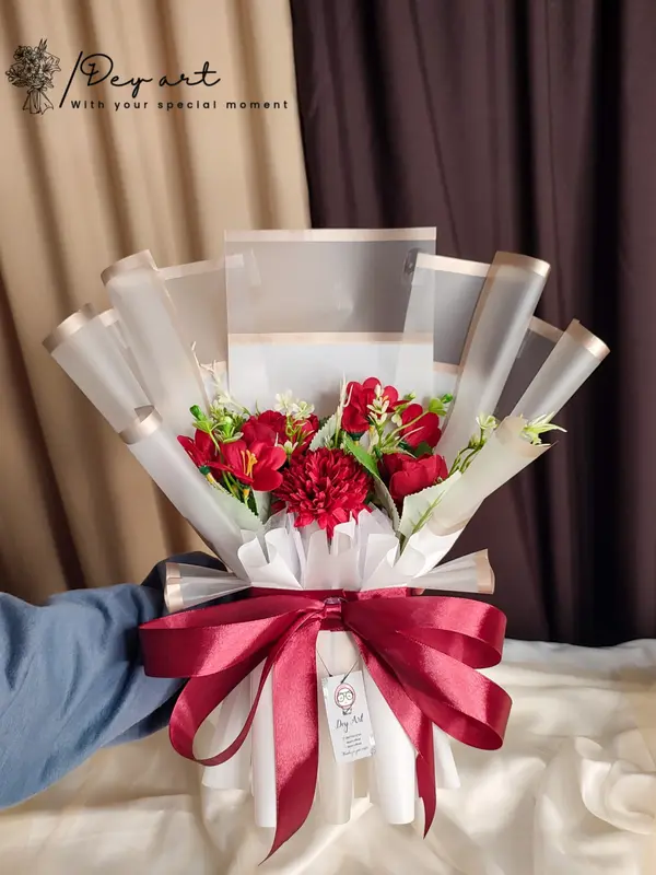 DEYART Buket Bunga Artificial Mix 2 Wisuda Cewek Cowok 8