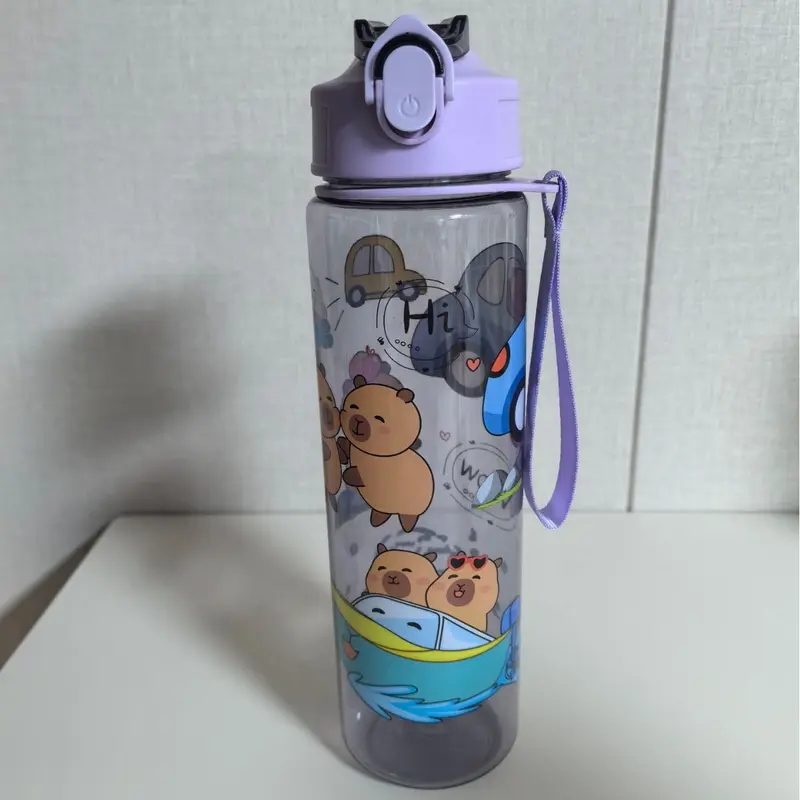 [COD] Botol Minum Capybara Anak 900 ML Free Tali dan Sedotan BPA FREE 2