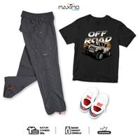 Gambar MAXIMO.CO Setelan Baju Kaos Anak Off Road Brown dan Celana Kargo Parasut Panjang Usia 3-12 Tahun - K. Pndk Denim Offroad Brown + parasut pjg hitam, Setelan M dari Maximo Clothing Store Kab. Bandung 4 Tokopedia