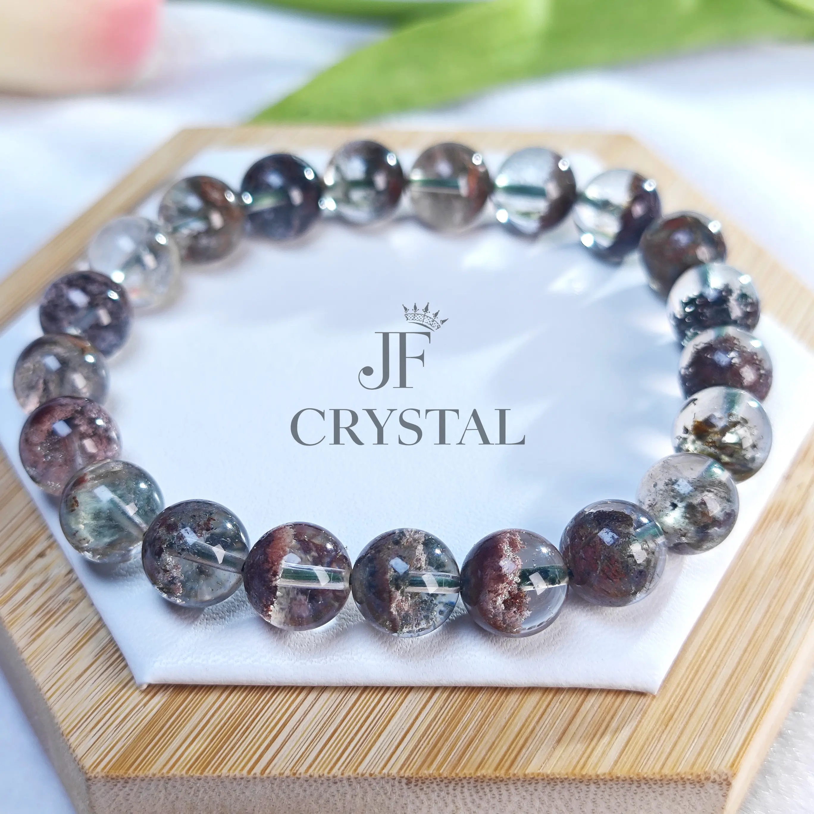 Natural Crystal Four Seasons Ghost Four Seasons Ghost Cornucopia Green Ghost Ghost Crystal Boutique Crystal Single Circle Round Bead Bracelet
