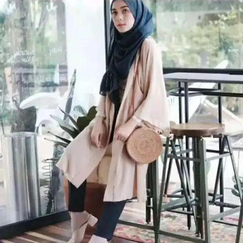 Davia Long Outer Cardingan Kimono Hijab Muslimah Panjang Atasan Wanita Baju Fashion Wanita Cardigan Muslim Fit Oversize Tebal Basic Kardigan Cod 3