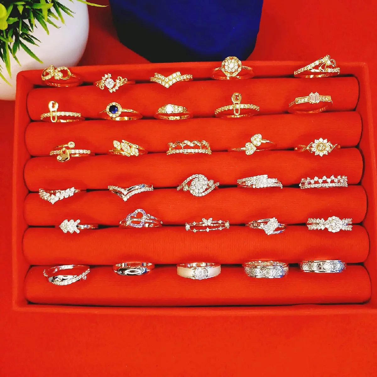 Cincin Emas Silver, cincin cantik  Perhiasan Swasa Emas lapis 18KMurni 3 lapisan emas,tidak luntur/ menghitam [random]