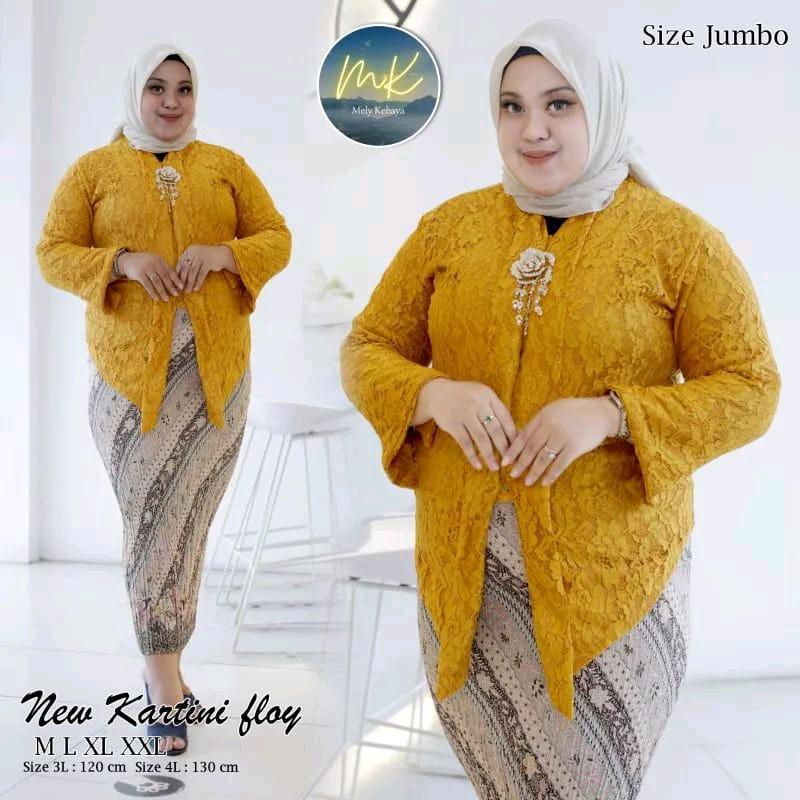 Setelan Kebaya Jumbo Ld 130 Baju Kebaya kondangan Big Size Floy Brokat Lengan 7/8 3