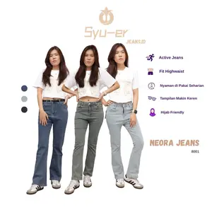 SYUER JEANS.ID NEORA Jeans Celana Jeans 8001 High Waist Cutbray Straight Denim Premium Stretch Wanita Nyaman Trendy Panjang Cewek