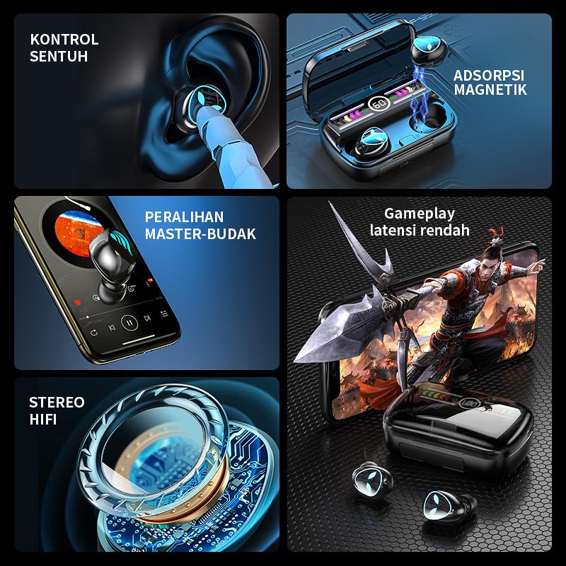 【BAGUS】TWS M20 Pro Wireless Earphone Bluetooth V5.3 TWS Gaming Headset Powerbank 3800mAh Nirkabel Tahan Air Hifi Suara Surround 360 Stereo Earbud Tampilan LED Display Headphone Dengan Mikrofon Panggilan HD Latensi Rendah 4