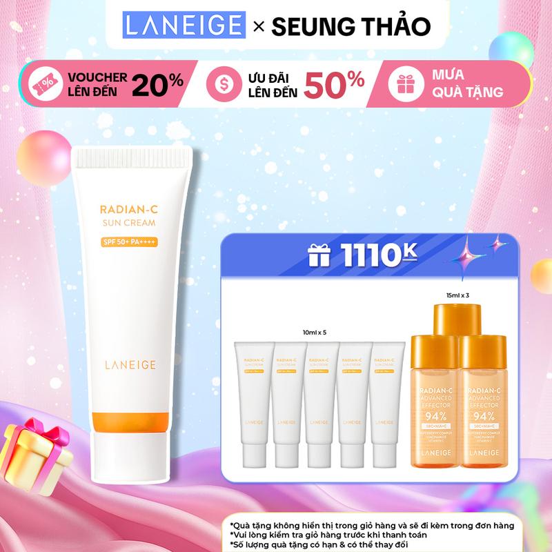 [LANEIGExSEUNG THẢO] Kem chống nắng bảo vệ da LANEIGE Radian-C Sun Cream SPF 50+ PA++++ 50ml Skincare Làm Đẹp Da