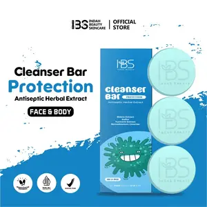 IBS Cleanser Bar Soap Protection(3pcs biru) Sabun Muka Berjerawat Berminyak Beruntusan Mencerahkan Muka Hitam Perawatan Mandi Pencerah, Membersihkan